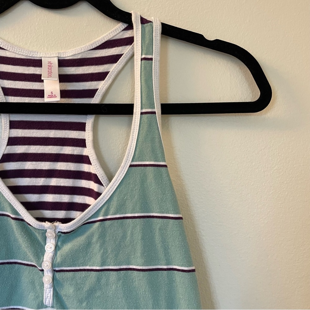 Xhilaration | Green, Purple Colorblock Racerback Tank | Size Small - Picture 3 of 11